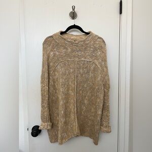 Free People Butter Yellow & Cream Knit Mock Neck Sweater
